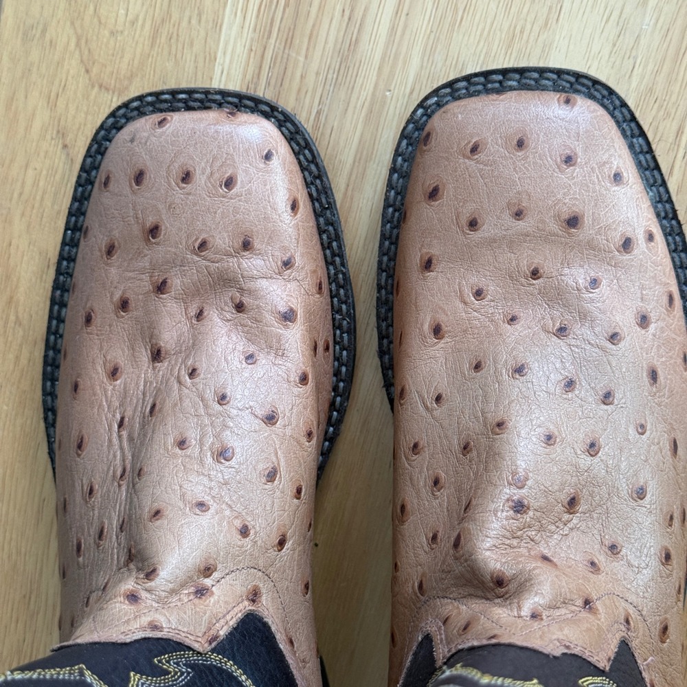 Old West Women's 6D Ostrich Print Western Cowboy Boots Square Toe NEW Imperfect - Picture 8 of 8
